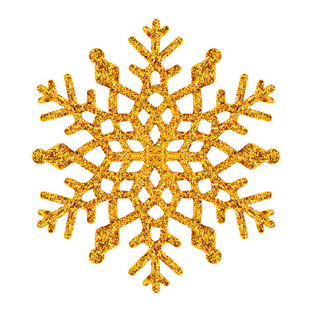 golden snowflake on isolated white background.