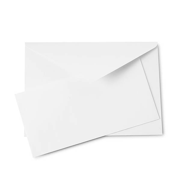 istock Envelope and card isolated on white, top view. Mockup for design 2248191510