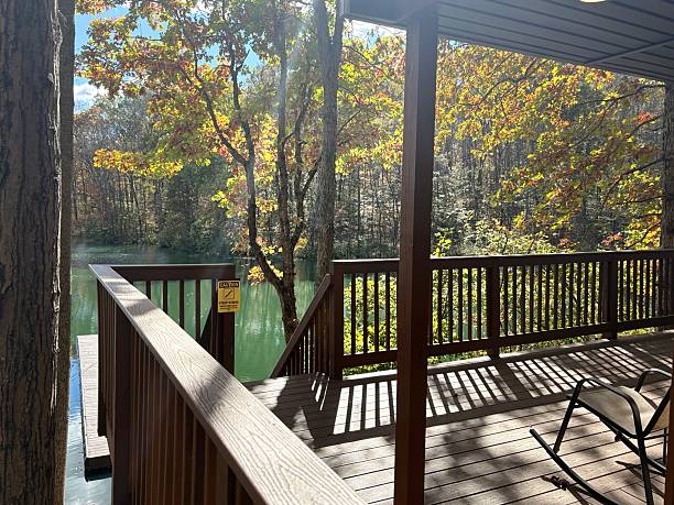 istock Autumn view of the lake from the deck 2248195314