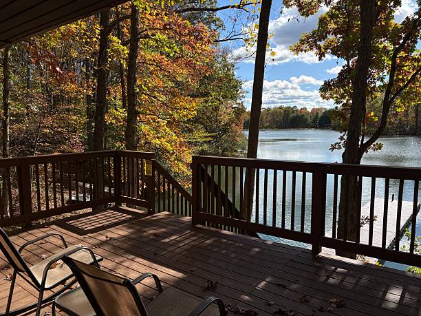 istock Autumn view of the lake from the deck 2248195342