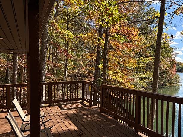 Autumn view of the lake from the deck