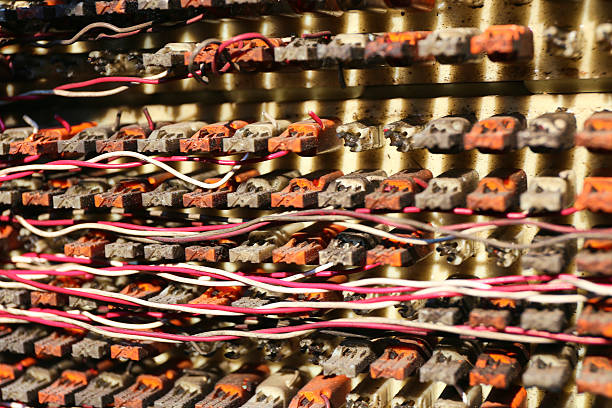 Inside of public phone control panel, Electric with line wire and switch control panel