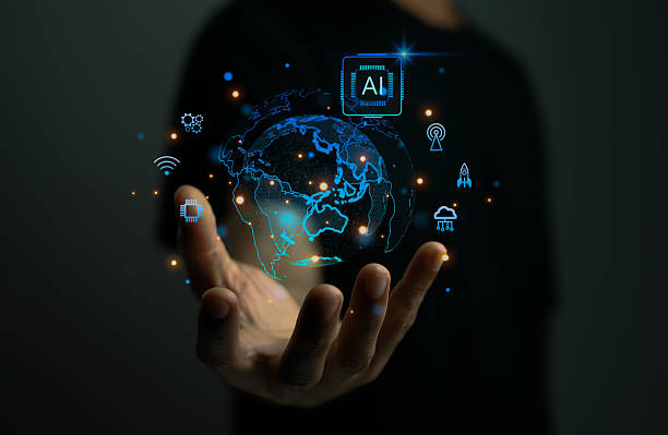 istock Futuristic AI technology concept showing a glowing digital globe floating above a hand, representing global connectivity, smart data processing, innovation, and advanced digital transformation. 2248201882