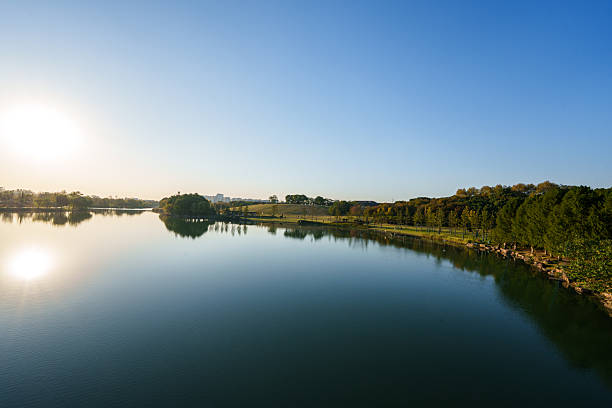 The lake under the blue sky