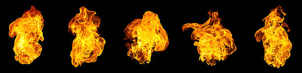 istock High-resolution fire flames isolated on black background, featuring dynamic shapes and bright orange tones ideal for energy themes, heat concepts, explosions, visual effects, and creative design 2248215211