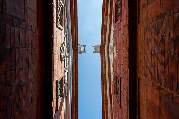 Upside-down View of an Ancient Brick Building