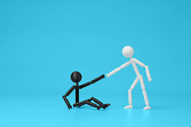 This vibrant stock image depicts a crowd of identical, minimalist figures standing together in shades of Black. The gradient background enhances the sense of unity and solidarity, making it ideal for illustrating themes of teamwork, community, or collective strength. It is perfect for presentations, websites, and promotional materials emphasizing collaboration and group effort.