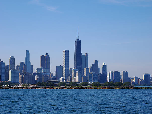 istock Chicago North Side skyline anchored by John Hancock Center behind breakwater 2248224314