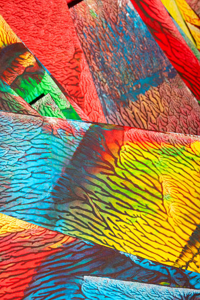 istock Thick vibrant abstract acrylic paint texture with lines splatters 2248231584