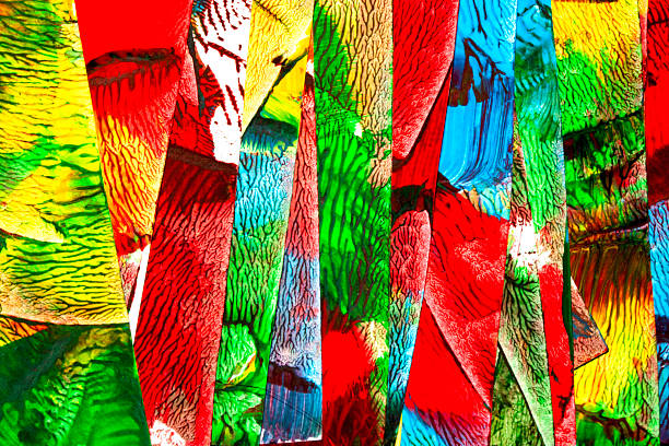 istock Thick vibrant abstract acrylic paint texture with lines splatters 2248231991