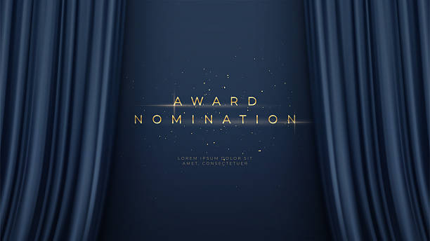 Vector Illustration Background Award Nomination On Stage With Gold Text Curtains Blue Night Glamour Spotlight Vector Illustration Background Award Nomination On Stage With Gold Text Curtains Blue Night Glamour Spotlight. gala stock illustrations