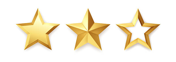 istock Three Gold Stars On White Background In Modern Shiny Gold Tone Style Isolated Design 2248237567