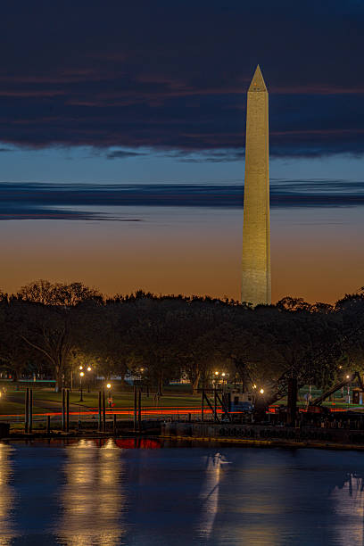 istock Washington Monument glows at dusk over Potomac River. 2248239293
