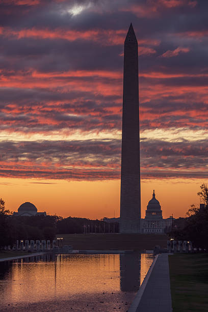 istock Washington Monument and Capitol bathed in fiery sunset glow. 2248239313