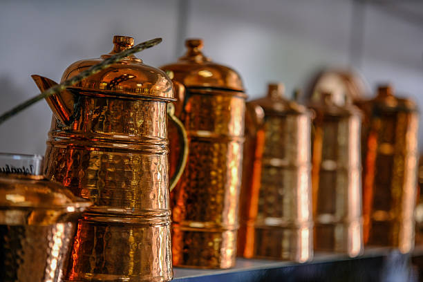 istock Various objects made of copper, handcrafted and arranged in rhythm. 2248244524