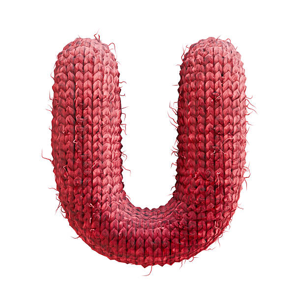 istock Red wool knitted font Letter U 3D 2248255967