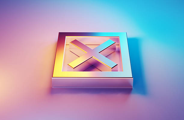 3d render Crossed check mark icon on red circle, Object + Shadow Clipping path