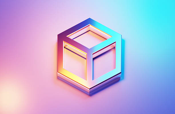 3d Glass Chrome Abstract Geometric shape.
