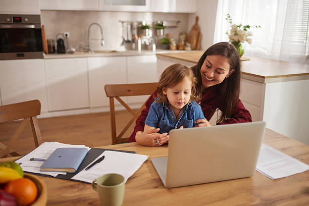 istock Mother and child using laptop, balancing work and family 2248267684