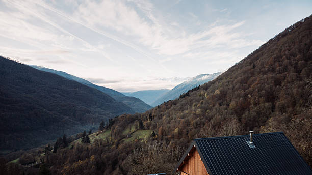 Luchon Valley in Pyrenees, France, at sunset
