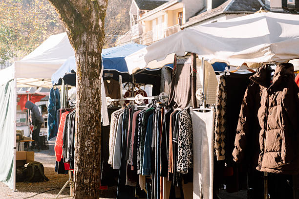 istock Clothes for sale in a flea market 2248269776