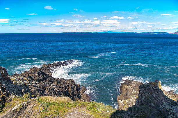 the  paths to Cabo Home Lighthouse in Cangas, Galicia, Pontevedra province in Spain.