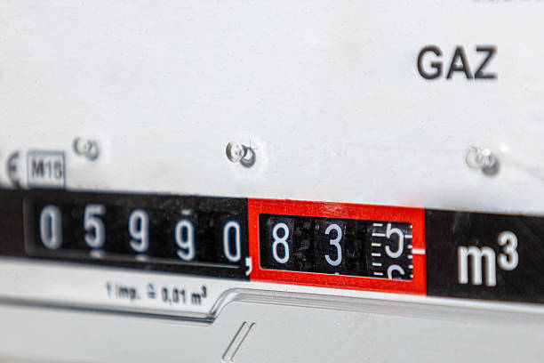 Natural gas meter at home. Selective focus.