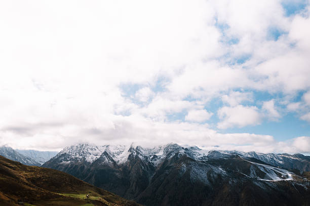 Pyrenees mountains in France as seen from Peyragudes ski station