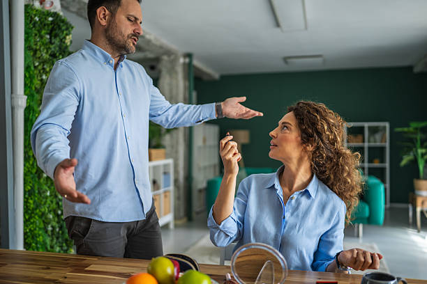 istock Couple having conflict with woman ignoring man 2248281803