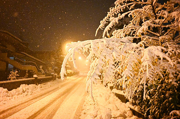 istock Street at night during heavy snowfall in winter 2248284773