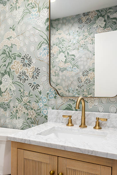 istock Bathroom detail with a floral wallpaper. 2248286394