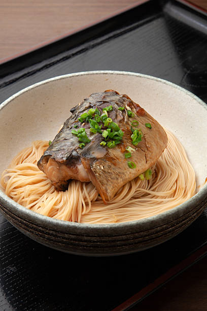 Somen noodles with grilled mackerel