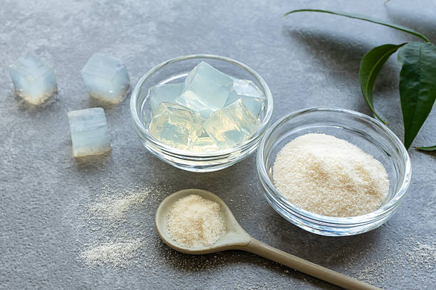 istock Agar cubes and agar powder. Agar gelatin made from seaweed. 2248291063