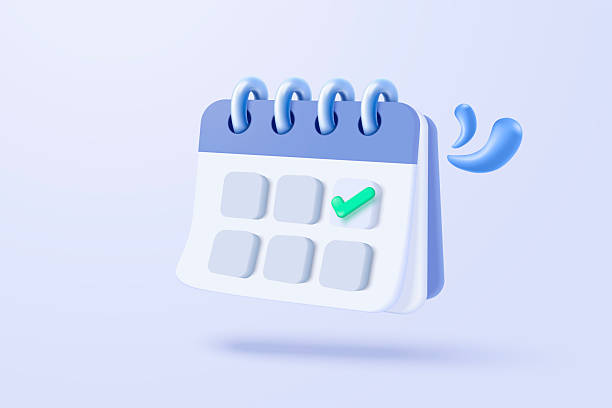 istock 3d calendar date and time for reminder day with notice alert. Calendar clock for schedule appointment and marked notifications alert concept. 3d date reminder icon vector render illustration 2248304504
