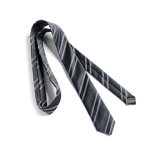 istock One striped necktie isolated on white, above view 2248307073