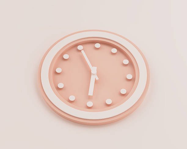 istock Minimalist Pastel Pink And White Rounded Wall Clock 5:55 Five Fifty Five 17:55 Time 3D Illustration 2248321016