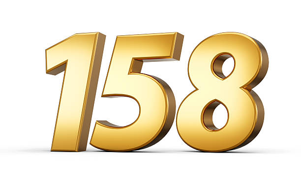 istock 3d number 158 one hundred fifty eight Gold text isolated on white background with reflection 3d illustration 2248321079