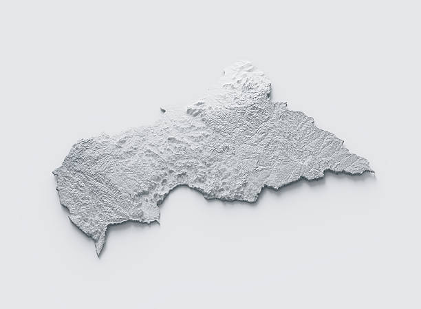 istock Central African Map Gray And White Shaded Relief Textured Map On White Background 3D Illustration 2248321173