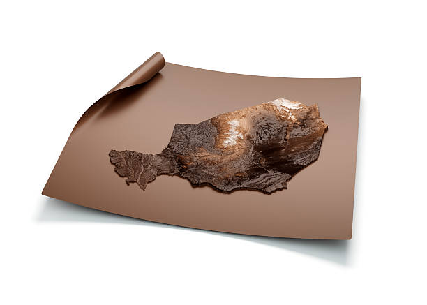 Map Of Niger Old Style Brown On Unrolled Map Paper Sheet On White Background 3d IllustrationSource Map Data: tangrams.github.io/heightmapper/,Software Cinema 4d