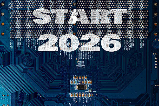 istock New year 2026 start or goal concept. Text 2026, written on the electronic computer circuit board hardware technology. Motherboard digital chip. Computer components background. 2248327430