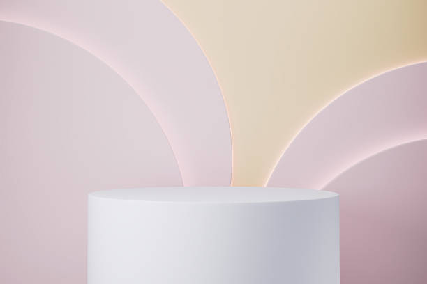 istock The white podium is standing still on a pink background 2248330527