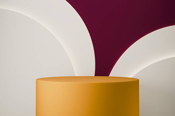 The yellow podium is standing still on a white and brown background.