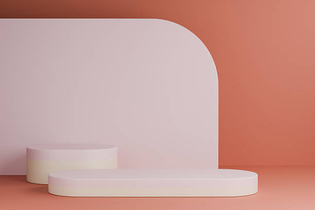 istock The white podiums are displayed against a red background 2248331927