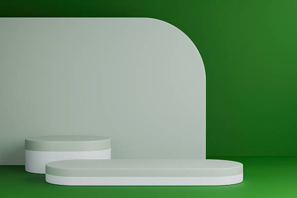 istock The white podiums are displayed against a green background 2248334138
