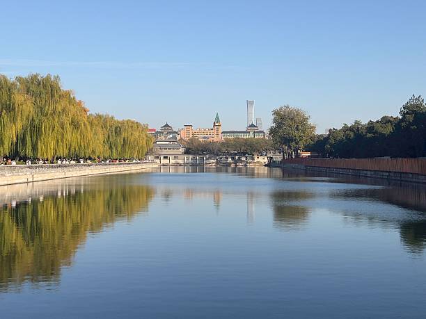 istock Beijing canal with city skyline and reflections. 2248334438