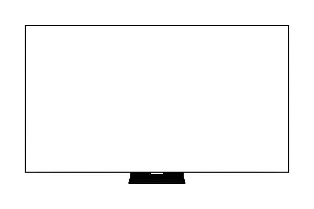 Modern premium smart TV with blank screen, isolated on white background. High quality studio shot. Concept for technology, business, finance, advertising, public relations and lifestyle themes.