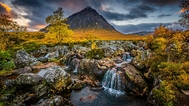 istock Buachaille Etive Mor with Waterfall at Sunset – Glencoe Scottish Highlands 2248335154