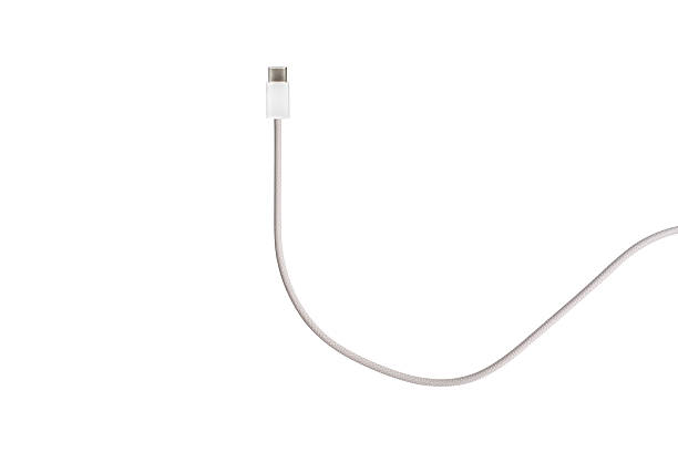 istock White fabric-braided USB Type-C cable isolated on a white background. Ideal for concepts related to business technology, data transfer, connectivity and fast charging for modern devices. 2248335746