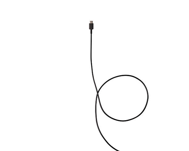 USB Type-C cable isolated on a white background. Ideal for concepts related to business technology, data transfer, connectivity and fast charging for modern devices.