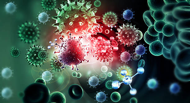 istock Microscopic view of Virus cells and molecule's. 2248336330